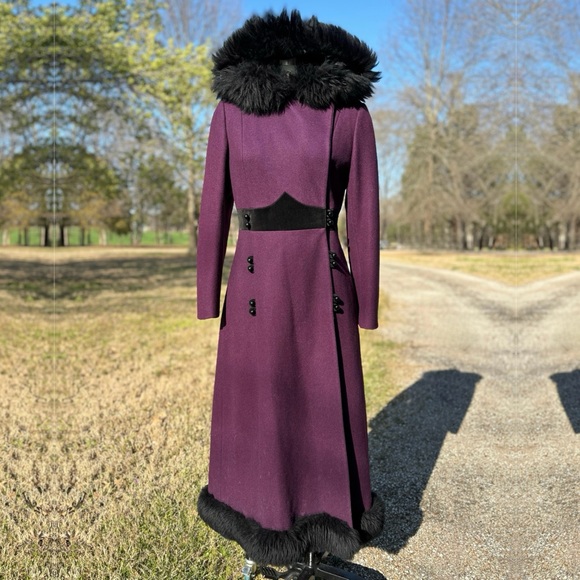 Sears Jackets & Blazers - Vintage 60s/70s Sears Regal Plum Purple Hooded Shearling Wool Coat